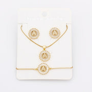 Hot Sale 26 Letters Jewelry Sets Necklace+Earrings+Bracelet For Women Initial Alphabet Charm Copper Zircon Party Wedding Gift