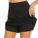 Flarixa Mode Falsche zweiteilige Hakama Rockhose Freizeit Sport Einfarbig A-Linien-Rock Hohe Taille Schmal Tasche Minirock Damen