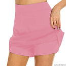 Flarixa Mode Falsche zweiteilige Hakama Rockhose Freizeit Sport Einfarbig A-Linien-Rock Hohe Taille Schmal Tasche Minirock Damen