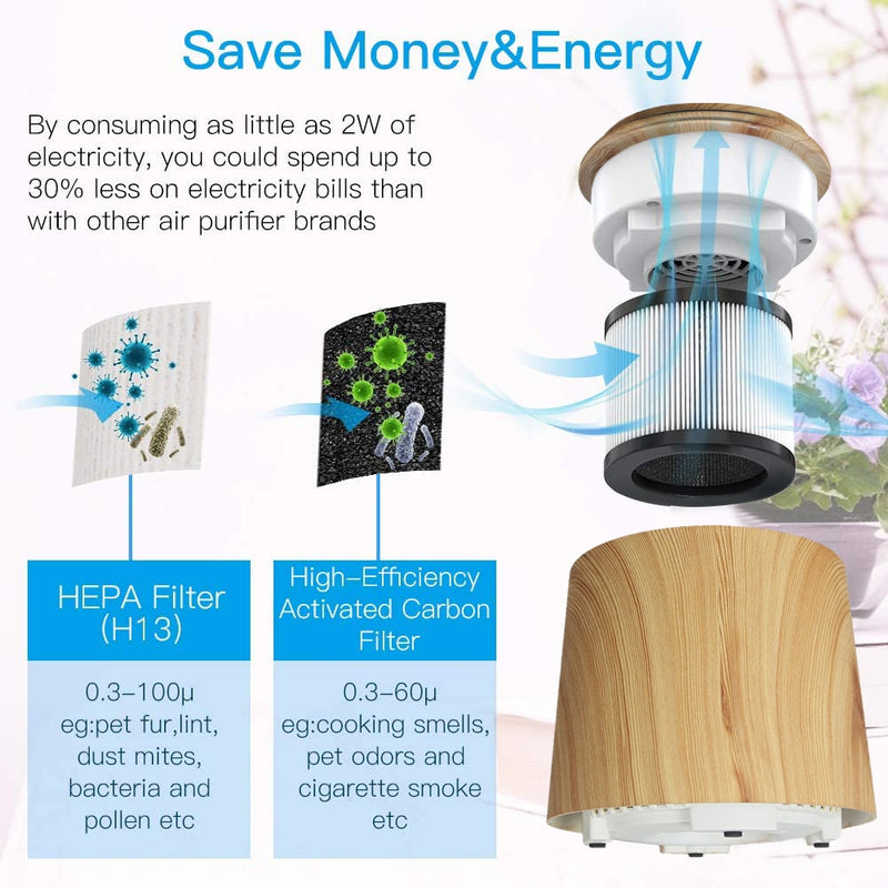 Air Purifier 3h HEPA Filter for Home Air Freshener with Fragrance Sponge for Essential Oils Air Cleaner Remove Smoke Dust Odor
