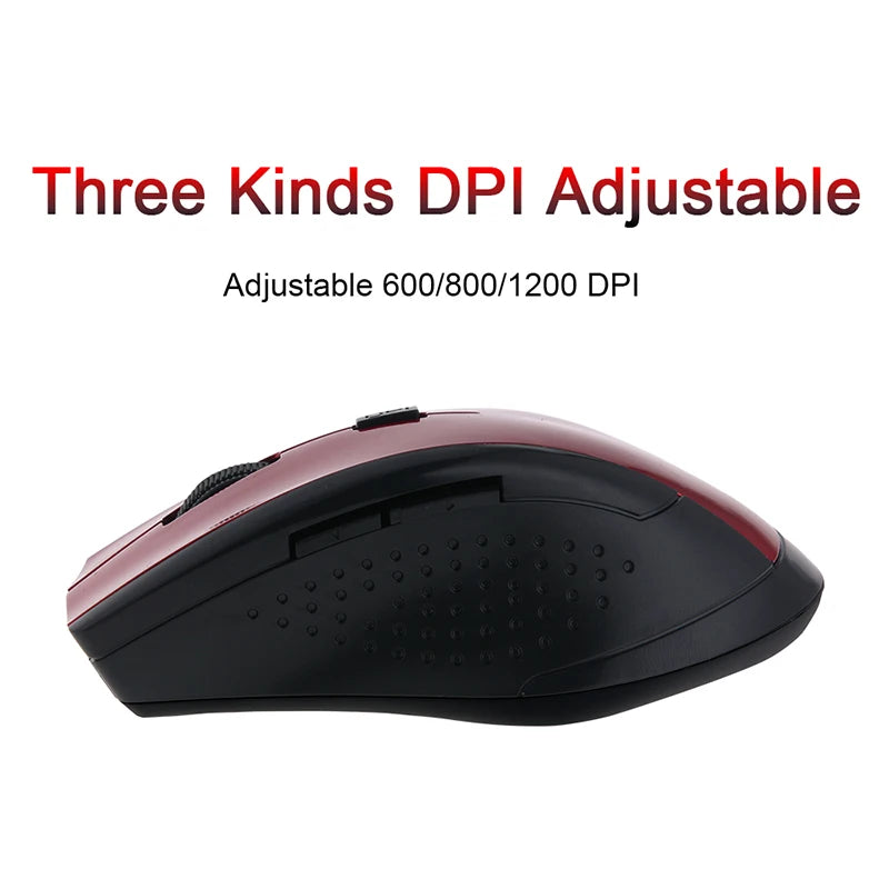 2.4GHz Wireless Mouse 1200DPI Optical Gaming Mouse Wireless for Laptop 6 Keys Mice with USB Receiver