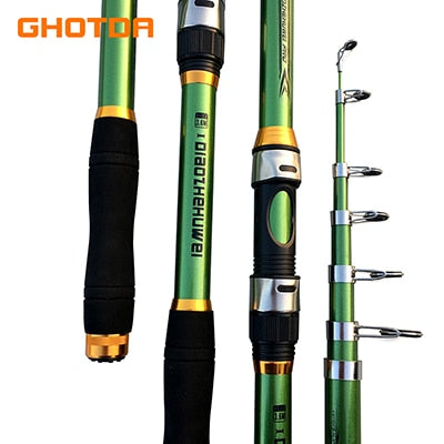 GHOTDA 2.1M -3.6M Carp Fishing Rod feeder Hard FRP Carbon Fiber Telescopic Fishing Rod fishing pole