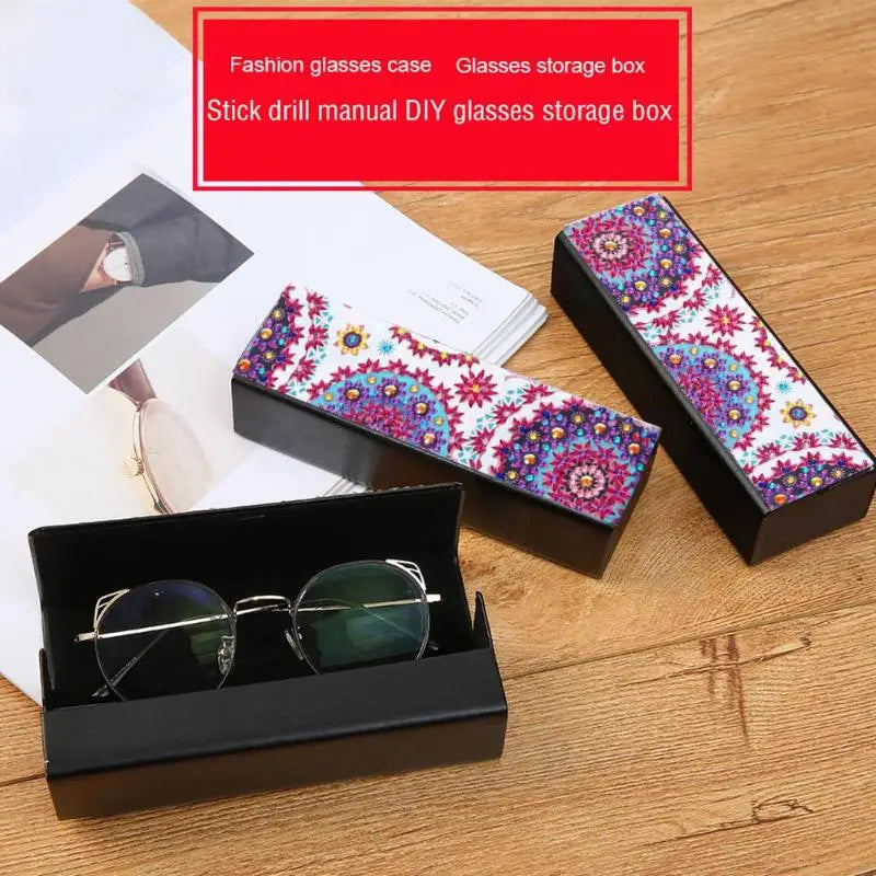 DIY Diamond Painting Eye Glasses Storage Box Travel Leather Sunglasses Case Special Shaped Diamond Storarage Box