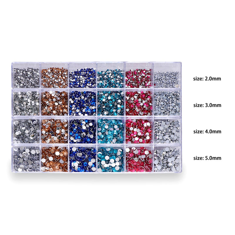 16500pcs/set Crystals Nail Rhinestones 2-5mm Flatback Colorful Glitter Gems Nail Charms Accessories DIY 3D Nail Art Decorations