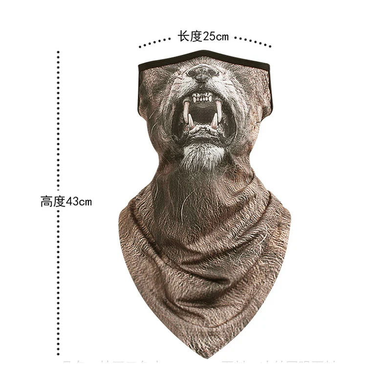 Animal Print Sport Scarf Cycling Bandana Hiking Hunting Camping Neck Warmer Face Cover Gaiter Women Men Balaclava Triangle Mask