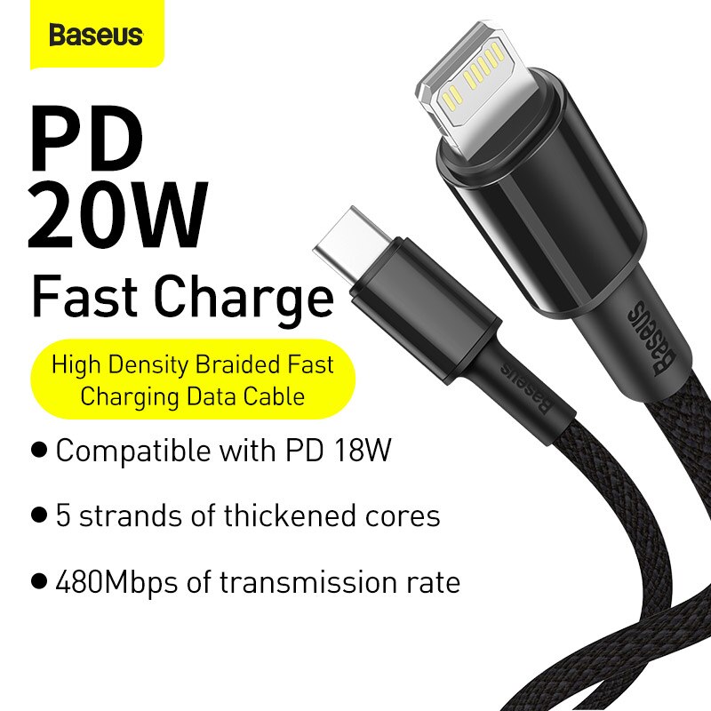 Baseus 20W USB Type C to Lighting Cable for iPhone 12 Mini Pro Max PD Fast Charging Cable For iPhone 11 Pro X 8 7 Plus Data Wire