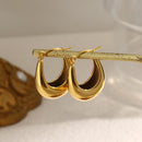 2022 New Daily Basic Hollow U Shape Hoop Earrings For Women Small Gold Plated Stainless Steel Earrngs Tarnish Free Jewelry