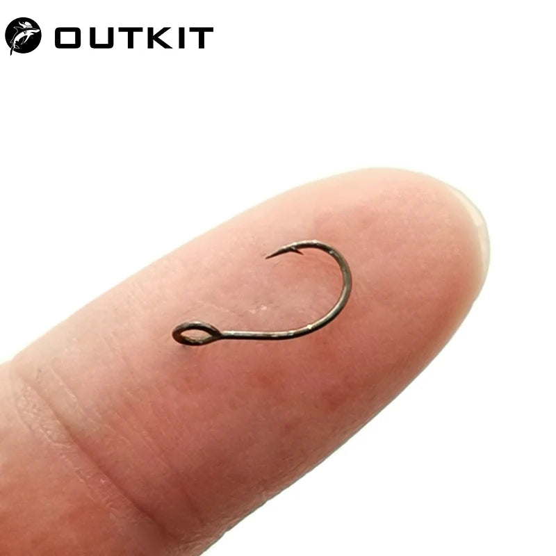 OUTKIT 10pcs Size 6#-12# for Fishing Lure Jig Spoon Hook Single Fish Bait Hook Inline Hook Big Eye Sharp High Carbon Steel