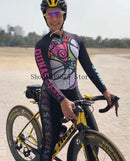 Women's Long sleeve Pro Team Triathlon Suit Cycling Jersey Skinsuit Jumpsuit Maillot Cycling Ropa ciclismo set pink gel