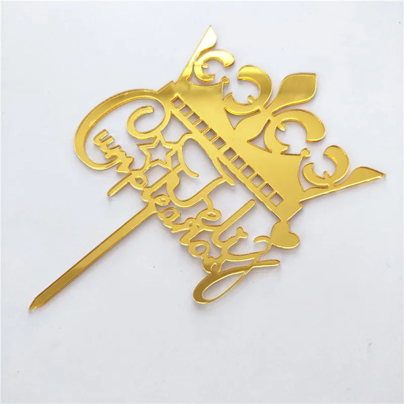 Golden Acrylic Happy Birthday Cake Topper Spanish language Birthday Party Cake Toppers For Kids holiday gifts Dessert Decoration
