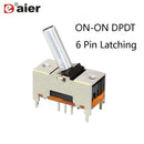 10PCS DPDT 6PIN ON-ON DC Slide Switch Metal 50mA Double Pole Double Throw Toggle Switch PCB Terminal With 15mm Aluminum Actuator