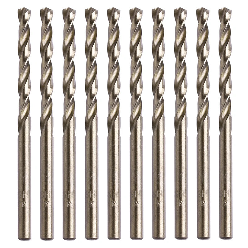 10Pcs 1/1.5/2/2.5/3/3.2/3.5/4/4.5/5mm M35 Round Shank HSS-Co Cobalt Twist Drill Spiral Drill Bit