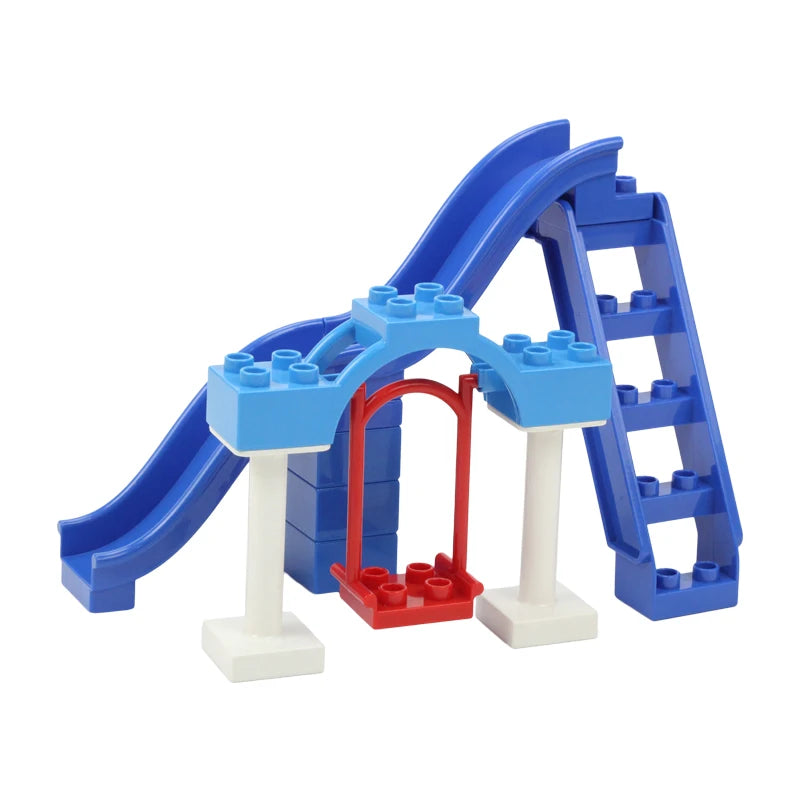 Big Building Blocks Playground Pipeline Parts Slide Ladder Swing  Compatible Bricks Sets Baby Assemble Education Montessori Toys