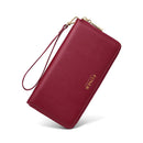 FOXER Women Split Leather Wallet Female Long Clutch Bags with Wristlet Lady Card Holder Wallets Coin Purse Cellphone Bag 256001F