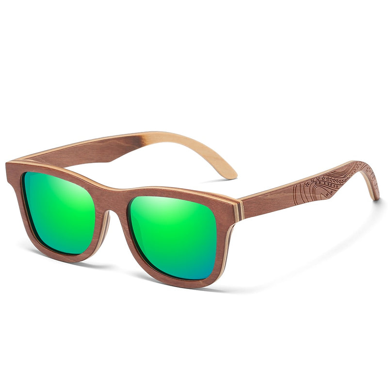 GM Retro Brown Skateboard Wood Sunglasses Men Bamboo Sunglass Women Brand Mirror UV400 Square Sun Glasses Male Shades Glasses