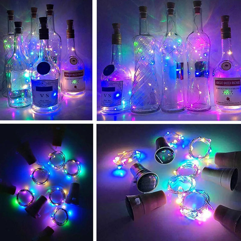 2M 20LEDs Solar Wine Bottle String Light Solar Copper Wire Fairy Lights Cork Shape Christmas Lamp For Wedding Party Garden Decor