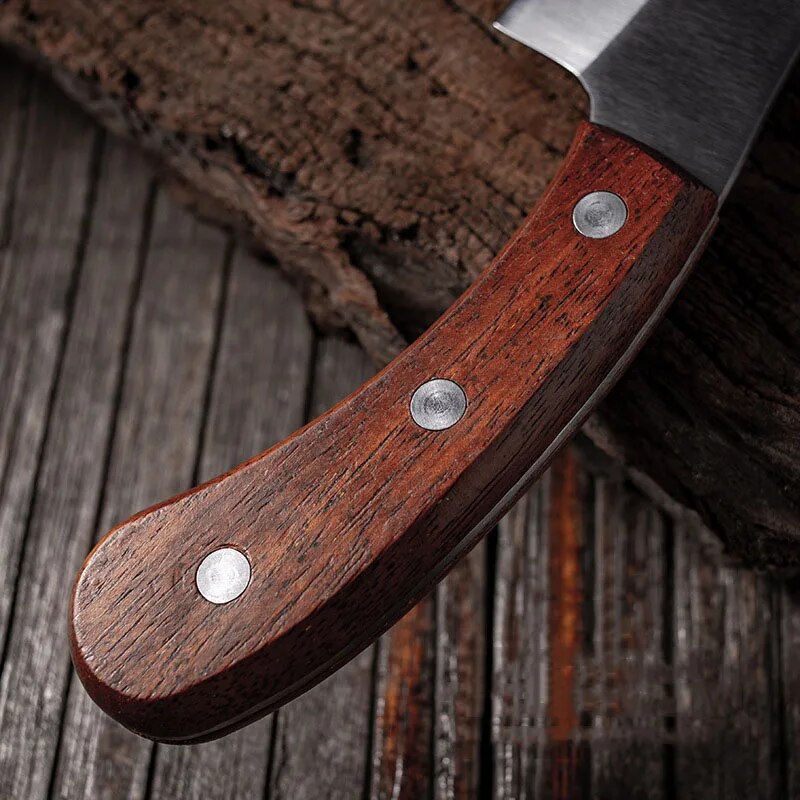 Butcher Boning Knife Serbian Style Outdoor Survival Hunting Knife Bone Meat Cleaver Kitchen Knife Stainless Steel with Sheath