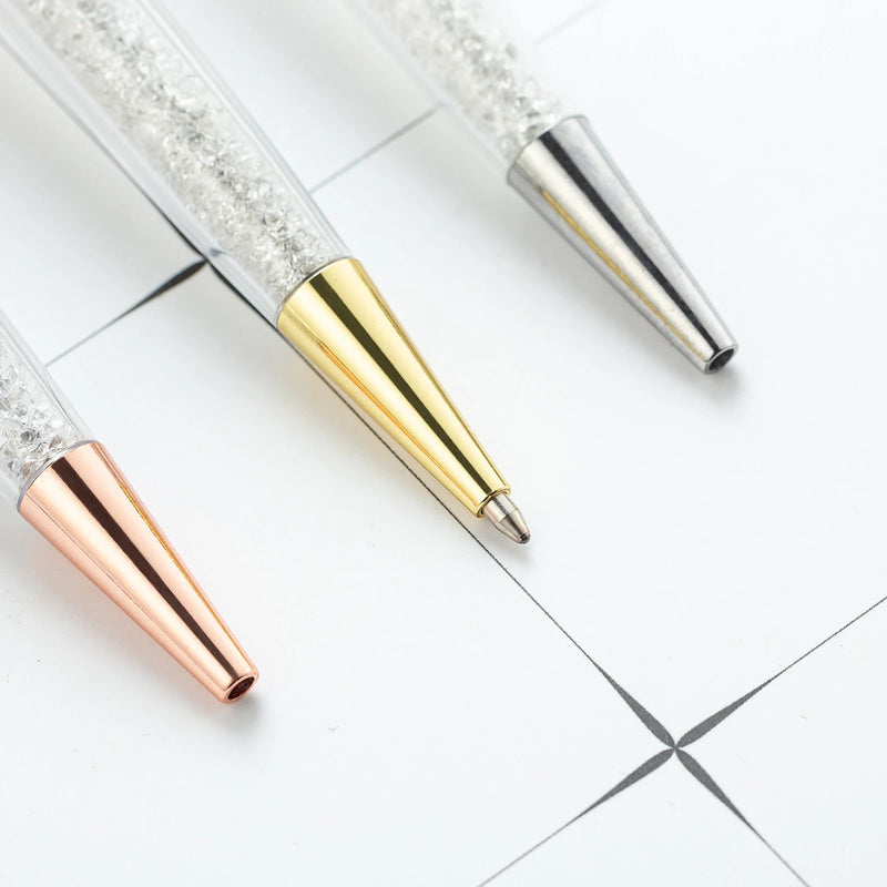 1 Pieces Lytwtw's Crystal Ballpoint Pen Stationery Office School Supply Spinning Metal High Quality Luxury Roller Rose Gold