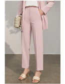 Amii-abrigo minimalista de manga larga para mujer, pantalones de traje informales con solapa sólida y cinturón, novedad de primavera, 12140246
