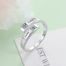 Personalized Women Rings with Birthstone Custom 2 Names Engraved Adjustable Promise Rings for Couples Jewelry(JewelOra RI103934)