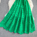 Tingfly Vintage Elegant Women Summer Embroidery Hollow Out Midi Long Dresses Lady Boho A Line Vestidos Elbise Frocks Vestidos Za