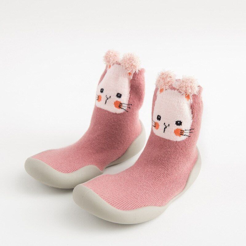 Toddler Indoor Sock Shoes Newborn Baby Socks Autumn Terry Cotton Baby Girl Sock with Rubber Soles Infant Animal Cat Funny Sock