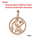 Zodiac Sign 12 Constellation Pendant Necklace 585 Rose Gold Color Horoscope Necklace Mens Chain Gift Fashion Jewelry GPM21