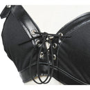 Aonve Steampunk Corset Bra Women Punk Goth Accessories Sexy Gothic Bustier Top Female Black Cotton And Faux Leather Bralette