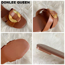 2020 Summer Slippers Women Brand Slide Flat Casual Sandal Female Beach Flip Flops Metal Buckle Slipper Big Size 41 zapatos mujer