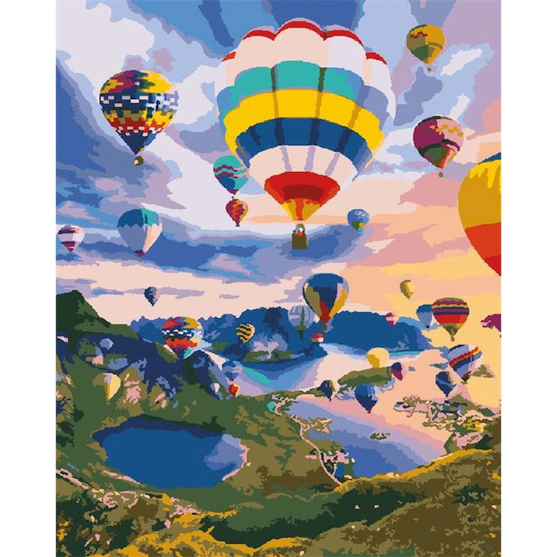 RUOPOTY Painting By Number Framed Three Hot Air Balloon Scenery Picture By Number Handmade Unique Diy Gift 40x50cm Wall Art