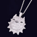 Animal Dog Head Necklace & Pendant Gold Color Bling Cubic Zircon Men's Hip Hop Rock Street Jewelry