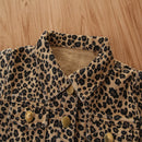 lioraitiin 1-6Years Newborn Baby Girl Autumn Winter Coat Long Sleeve Turn-Down Collar Leopard Printed Coat