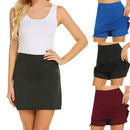 Flarixa Mode Falsche zweiteilige Hakama Rockhose Freizeit Sport Einfarbig A-Linien-Rock Hohe Taille Schmal Tasche Minirock Damen