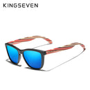 Genuine KINGSEVEN New Fashion Trend Design Women Sunglasses Men Gradient Multi Color Natural Wood Mirror Lens Sun Glasses Oculos