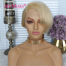 Pixie Cut Bob Lace Part Perücken 150% Dichte Blonde Lace Closure Echthaar Perücken Kurze Closure Perücken Vorgezupft mit Babyhaar