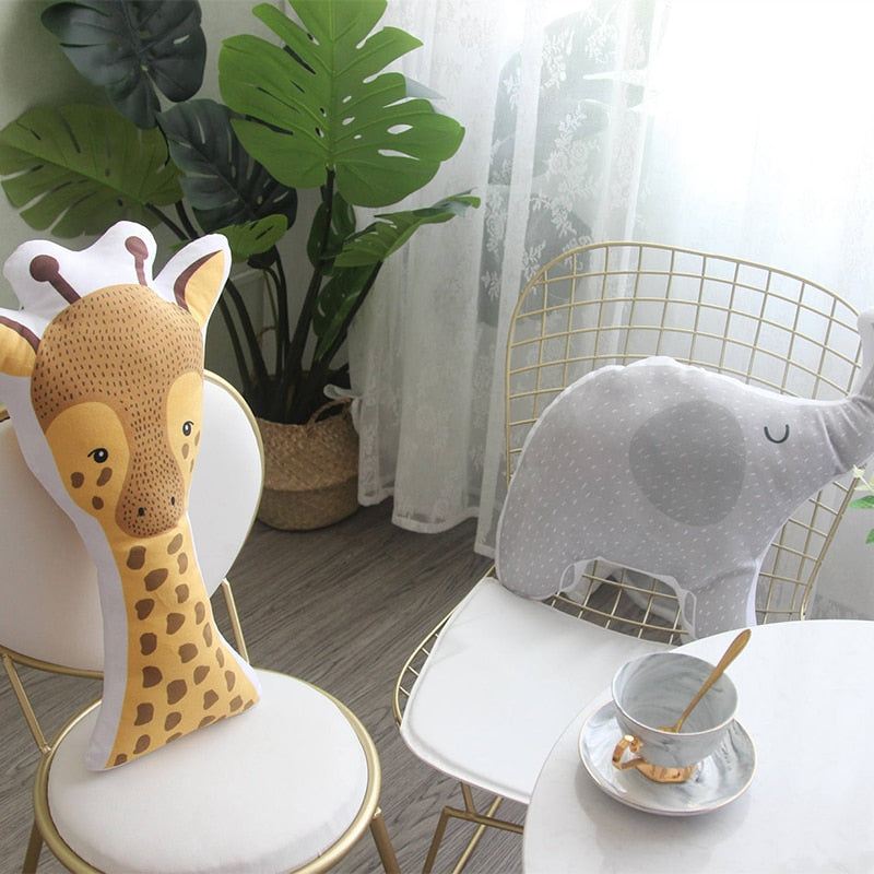 Baby Elephant Fox Deer Bear Giraffe Rabbit Soft Stuffed Plush Toys Pillows Animal Plush Toy Cartoon Pillow Cushion For Kids Gift