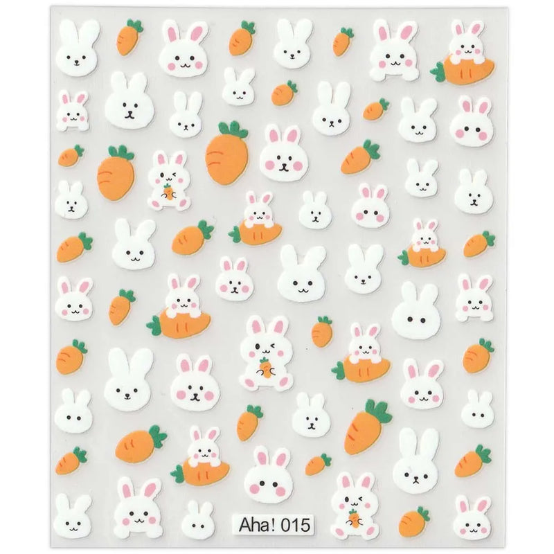 42Model Sticker Nail Decal 3D Adhesive Patch,Smile/Animal/Flower Nail Art Decorations Manicure Sticker Easter Day Design Decal-