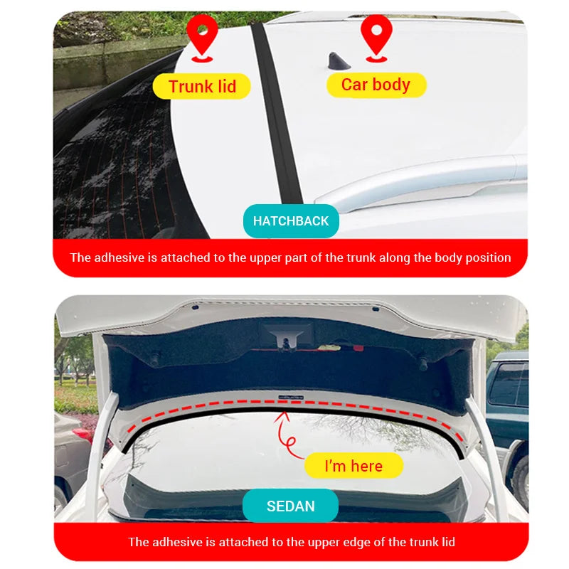 Car Rubber Sealing Strip Auto Trunk Lid Gap Seal Strip For SUV Hatchback Upper Edge Trim Automotive Dustproof Sealant Accessori