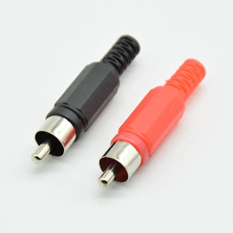 10pcs/lot 5red 5black Plastic lotus audio and video head RCA male welding head AV male plug lotus plug welding connector