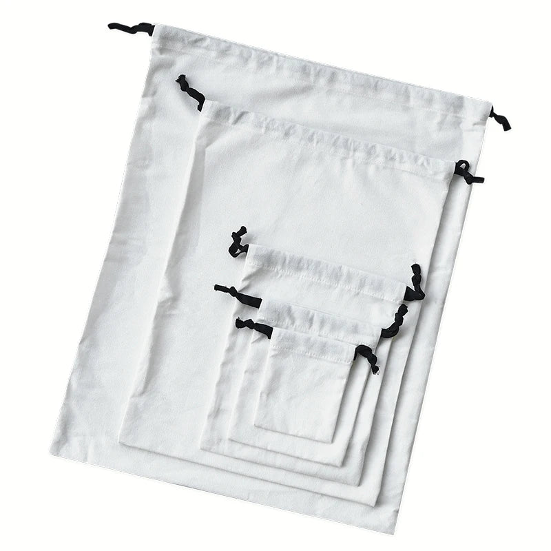 1 Pcs Christmas Gift Canvas Cotton Bags with Black Drawstring High Quality Jewelry White Package Pouch Home Storage Dustbag