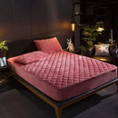Crystal Velvet Bed Mattress Cover Fitted Sheet Protector Pad Bed Linens Quilted Warm Fleece Bed Cover Eu King 160x200cm
