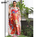 Africa Fashion Blogger Recommend Popular printed Silk Kaftan Maxi dresses Loose Summer Beach Bohemian kaftan long dress for lady
