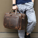 Luufan Aktentasche aus echtem Leder für Herren, Crazy Horse Leder, 17 Zoll Laptop, Business Handtasche, Rindsleder, Herren-Tragetasche, Große Umhängetaschen