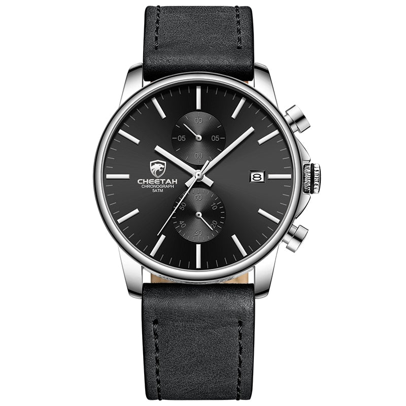 2021 Men Watch CHEETAH Brand Fashion Sports Quartz Watches Mens Leather Waterproof Chronograph Clock Business Relogio Masculino