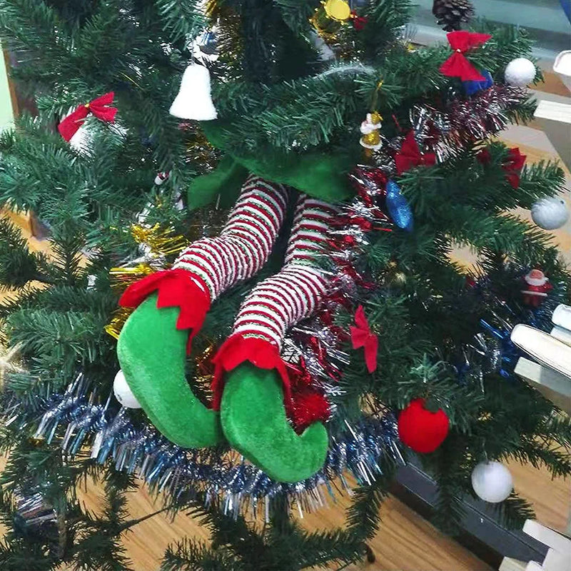Christmas Santa Elf Legs Plush Stuffed Feet with Shoes Christmas Tree Hanging Decorative Ornament Christmas Decorations