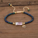 Natural Stone Water Drop Beads Bracelets Handmade 4mm Black Labradorite Stone Beads Knot Braided Bracelet Women Boho Jewelry