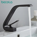 Becola Modern Fashion Brass Basin Faucet Black Bathroom Copper Basin Faucet Hot Cold Tap Water Basin Mixers Single Handle Tap