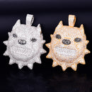 Animal Dog Head Necklace & Pendant Gold Color Bling Cubic Zircon Men's Hip Hop Rock Street Jewelry