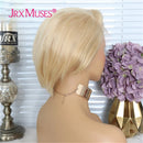 Pixie Cut Bob Lace Part Perücken 150% Dichte Blonde Lace Closure Echthaar Perücken Kurze Closure Perücken Vorgezupft mit Babyhaar
