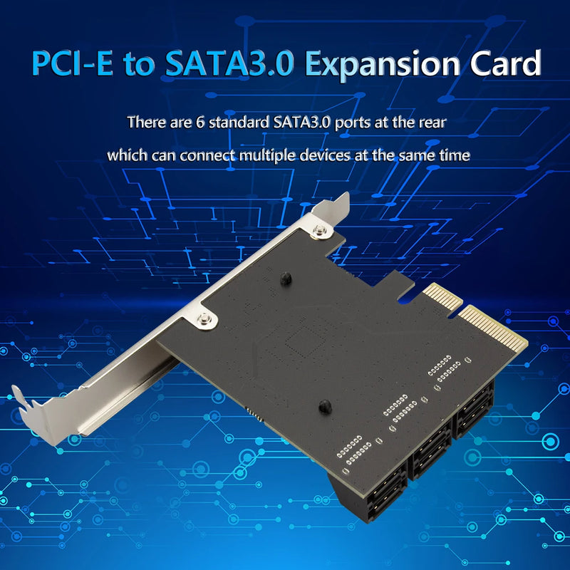 SATA PCIe Adapter 4 Ports /6 Port SATA III to PCI Express 3.0 X1 Controller Expansion Card compatible with PCI-E X4/X8/X16 6Gbps